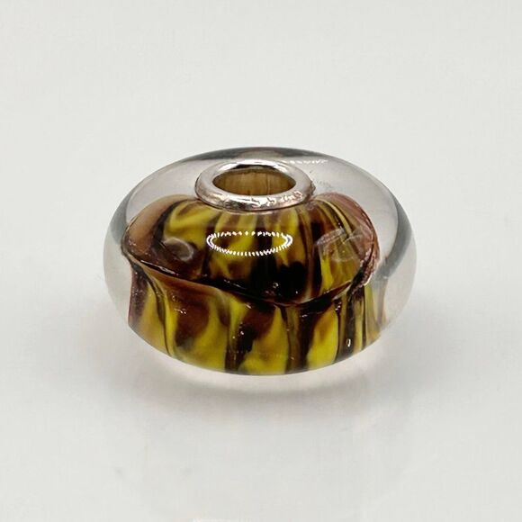TROLLBEADS Brown & Yellow Tiger’s Tail Unique 925S NEW! Rare Find - Picture 4 of 10